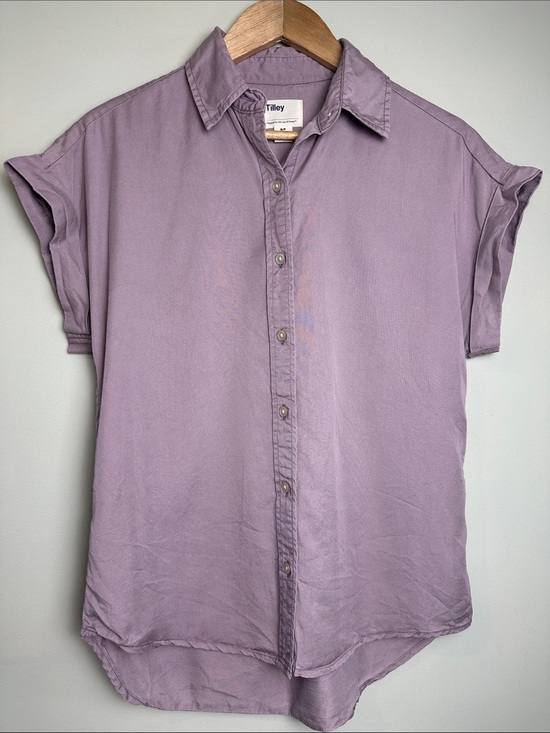 Tilley Tops - Tilley Tencel Lyocell Lavender Button-Up Shirt camping granola girl hiking short